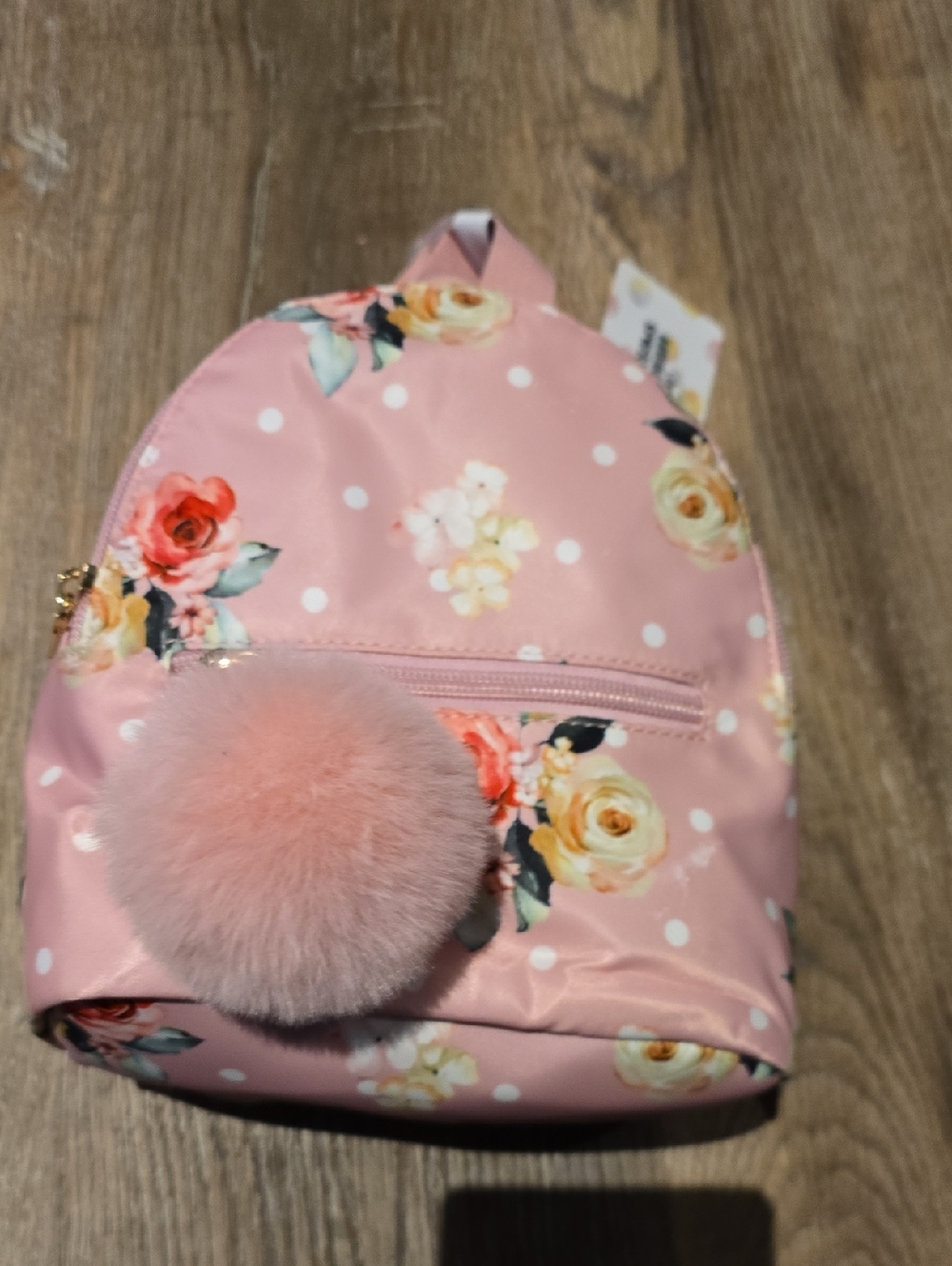 Kids Floral Pink Pom-Pom Backpack
